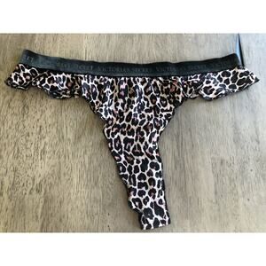 Victoria's Secret High Leg Silk Thong in Pink Leopard - XL